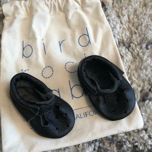 Bird Rock Baby black leather moccasins